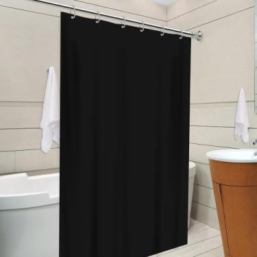 Imagem de Cortina de Box em PVC, 138 x 198 cm, Preta, Design Moderno, Material Resistente Antimofo