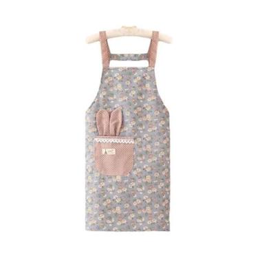 Imagem de Avental Feminino Pequeno De Lona Floral Respirável Verão Cozinha Café 