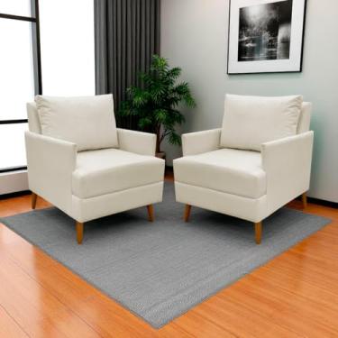 Imagem de Kit 2 Poltronas Decorativa Para Sala Recepção Consultório Escritório Serena Suede (Bege)