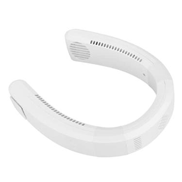 Imagem de ZJchao Ventilador Portátil de fã de Lâmina Vestível de Pescoço Com Turbinas de Dupla Camada 4000-5500rpm Dual Canal de Entrada de Ar 4000mAh Bateria USB Charging para a Escola Em Casa (Branco)