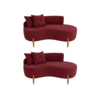 Imagem de Kit 02 Sofá Orgânico 2 Lugares C/2 Almofadas Curvo Sala Recepção Luna 