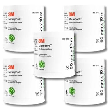 Imagem de Fita Micropore 50mm x 10m Hipoalergênica Branca - Kit com 5 Unidades