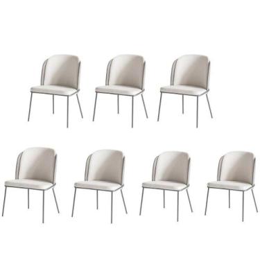 Imagem de Kit 7 Cadeiras Tay Para Sala De Jantar Ou área Gourmet-tecido-costas L
