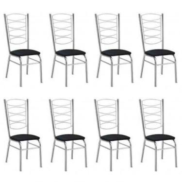 Imagem de Kit 8 Cadeiras Gisele Cromada Com Reforço-assento material sintético P