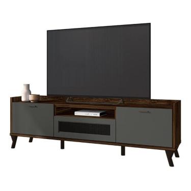 Imagem de Rack Bancada Arcade 1.8 para TV Palisandro/Cinza Régio - PR Móveis