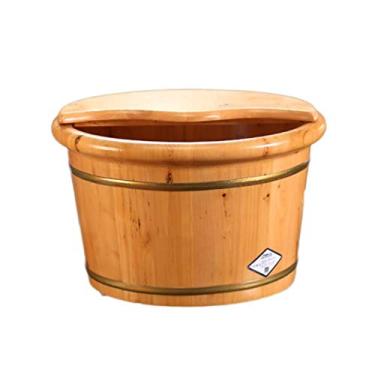 Imagem de Balde de madeira de madeira para pedicure, banheira de hidromassagem para pés, bacia para adultos, balde de imersão para pés, banheira para pés de imersão