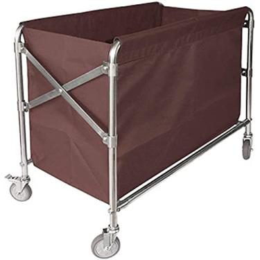 Imagem de Prateleira carros móveis cesta de lavandaria carrinho de lavandaria com rodas coletor de lavandaria com sacos de tecido removíveis para casa de banho de lavandaria do hotel, castanho