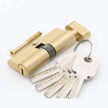 Imagem de Cilindro de fechadura de porta, trava de barril de porta, cilindro de segurança de hardware de porta de segurança cilindro dourado fechadura de porta interior trava de pressão maçaneta de trava de