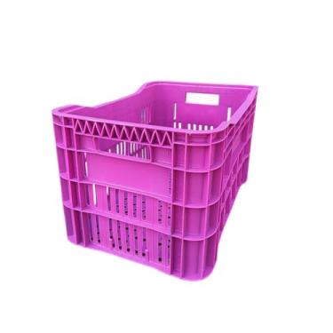 Imagem de Caixa Plastica, Caixa Organizadora Multiuso Agricola Hortifruti Vazada Feira Plastica 49l, Ideal para Hortifruti E Compras Frutas E Verduras(Roxo)