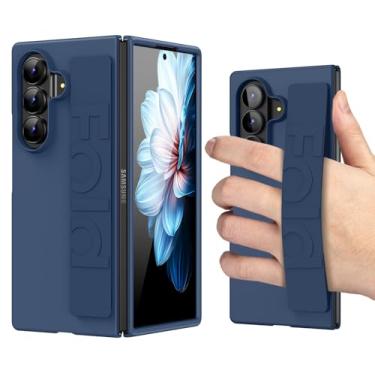Imagem de JUMIUSTNB Capa para Samsung Galaxy Z Fold 7 com alça de dedo, capa rígida fosca de policarbonato com alça de mão fina, anti-arranhões para homens e mulheres, capa de punho seguro para Galaxy Z Fold 7