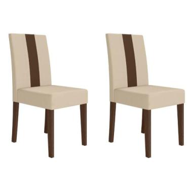 Imagem de Conjunto 2 Cadeiras Linea Lisa Poliman Móveis, Amendoa Marfim