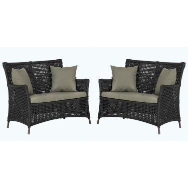 Imagem de 2 Sofás área Externa Igapó Alumínio Marrom Corda Náutica E8 Preto