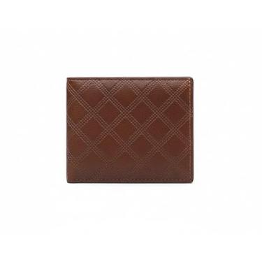 Imagem de CARTEIRA MASCULINA MARROM 100% COURO TEXTURA GEOMÉTRICA PORTA CARTÃO