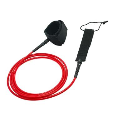 Imagem de AQUBONA Coleira de prancha de surf, corda de perna SUP de 6/7/8/9/10/11/3,7 m, correia ajustável de 7 mm, coleira de surfe reta com bolso para chave