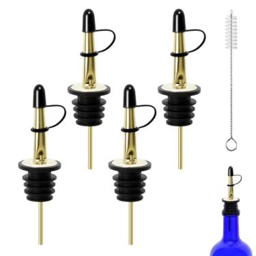 Imagem de 4 peças de bico de despejo de licor, bicos para garrafas, despejadores de garrafa de licor para álcool, azeite de oliva, despejadores de bebidas com tampas de poeira, Speed Pourers, acessórios de bar