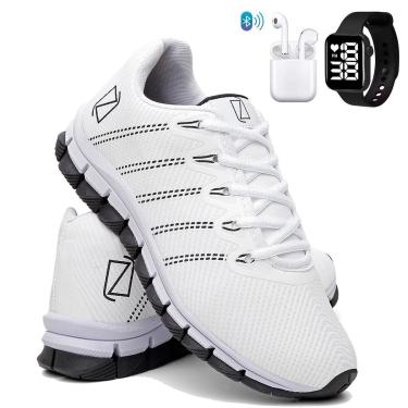 Imagem de Tênis Masculino Para Corrida Academia Caminhada Confortável Super Leve + Fone + Relógio-Masculino