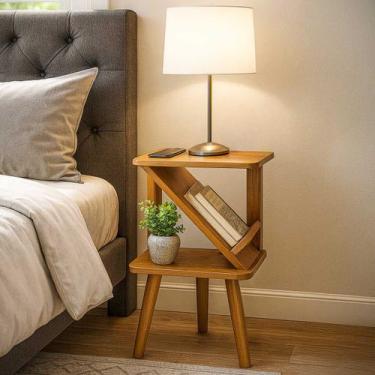 Imagem de Mesa Cabeceira Z Tripé Retrô Pé Palito Quarto Sala - Beto Moveis, VERN