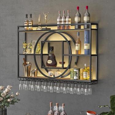 Imagem de HGTRH Prateleira para garrafas de vinho e copos, garrafa de parede com suporte para copos de vinho, suporte de madeira para garrafas de vinho para bares, restaurantes, cozinhas