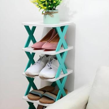 Imagem de Sapateira Empilhável 4 Andares Organizador Multifuncional Vertical para Sapatos, Tênis e Acessórios – Compacta, Prática e Expansível