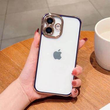 Imagem de HTVJFX Para 14 Câmera Proteção de Lente Revestimento de Canto de Airbag Transparente Capa de PC Rígido (para 14/azul)