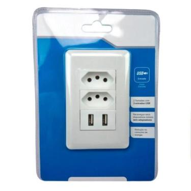 Imagem de Entrada Usb Branco Tomada Universal Parede Bivolt