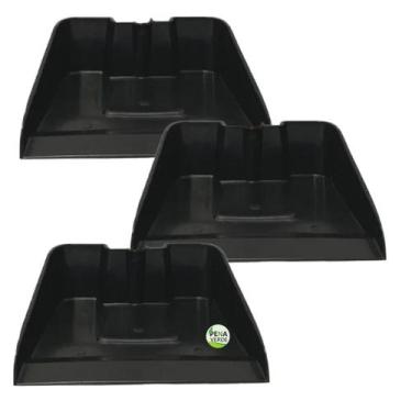 Imagem de Kit 3 Unidades Pá de Lixo Pazinha Coletora Plástica Preto SEM CABO Par