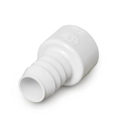 Imagem de Encaixe de tubo de PVC série 474 – Adaptador Schedule 40, soquete deslizante x farpado – Conector de PVC branco para tubulação flexível para transições de tubos rígidos (3/10.2 cm x 3/10.2 cm)