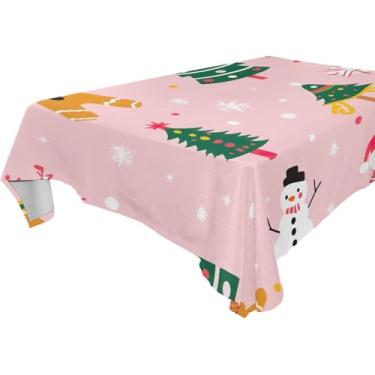 Imagem de Blueangle Toalha de mesa Gingerbread Man – Toalha de mesa quadrada de poliéster impermeável e resistente a manchas para ambientes internos e externos, 137 x 137 cm (415)