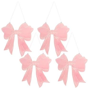 Imagem de ZJRDYYK Decoração de parede com laço, placa de pendurar na porta de madeira para casa, quarto, sala de estar, berçário, quartos de meninas adolescentes (rosa)