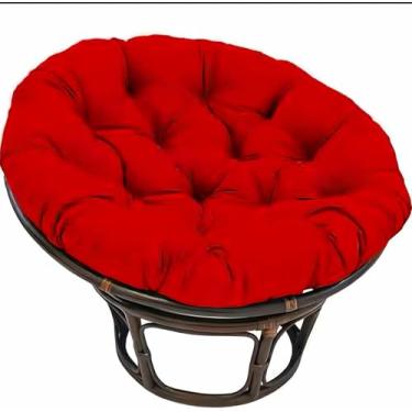 Imagem de Almofada para cadeira suspensa em formato de ovo, ideal para ambientes internos e externos. Macia, impermeável e confortável, perfeita para cadeiras de balanço tipo rede. 90x90cm