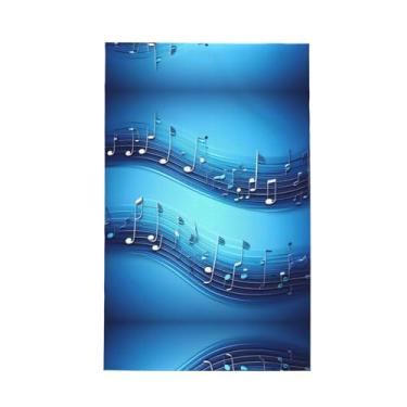 Imagem de XLLingL Toalhas de cozinha com estampa de notas musicais azul celeste, panos de prato de microfibra, para decoração e limpeza de cozinha - 1 peça