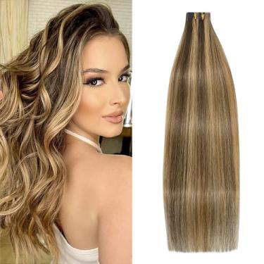 Imagem de WindTouch Extensões de cabelo humano com fita adesiva marrom chocolate a caramelo loiro remy 56 cm 20 peças 60 g/pacote fita de trama de pele lisa sem costura em extensões humanas
