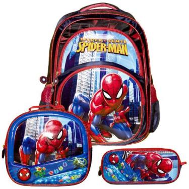 Imagem de Kit Mochila Infantil Escolar Homem Aranha Marvel de Costas