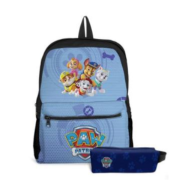 Imagem de Kit Mochila com Bolso e Estojo Escolar Infantil Patrulha Canina Menina