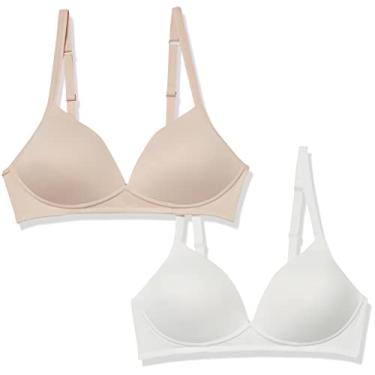 Imagem de Warner's Sutiã feminino Blissful Benefits sem fio levanta camiseta pacote com 2 04003w, Branco/caramelo, 38C