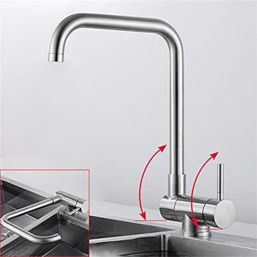 Imagem de Torneira de cozinha com janela interna giratória de 360° para pia de cozinha com janela giratória de 90° com abertura de janela giratória dobrável com alavanca única de latão sólido, 2 modos de pulverização, torneira de cozinha e banheiro com água quente (D)