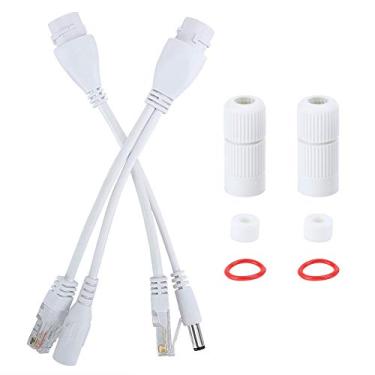 Imagem de Cabo Adaptador POE, 2 Peças 12V DC à Prova D'água POE Splitter Cabo Injetor POE Não Padrão Kit Adaptador De Energia Ethernet Perfeito Para Instalações De Rede DIY(Branco)