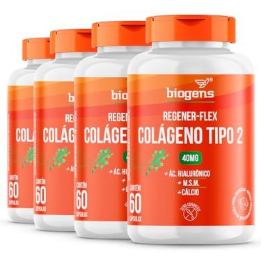 Imagem de Regener Flex, Colágeno tipo 2 40mg, ácido hialurônico, M.S.M., Cálcio, Biogens, Kit 4x 60 cápsulas