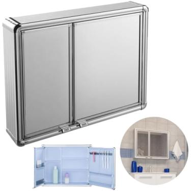 Imagem de Armário Banheiro Espelheira Sobrepor | Com Perfil de Alumínio | 54x11,3x45cm | 02 Portas | Astra