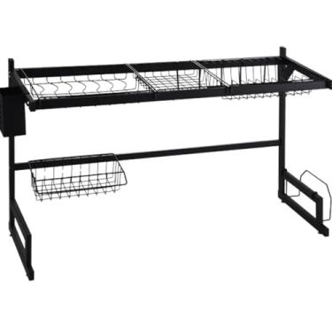 Imagem de Escorredor De Louças Suspenso Modelo Rack Moderno Praticidade Em Secar Suas Louças Além De Contribuir Para Decoração Da Sua Cozinha Na Cor Preto De 85cm