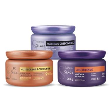 Imagem de Eudora Kit Máscara Capilar Siàge: Acelera o Crescimento 250g + Liso Intenso 250g + Óleos Poderosos 250g