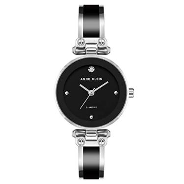 Imagem de Anne Klein Relógio social feminino de quartzo japonês com pulseira de metal, preto, 10,5 (modelo: AK/1981BKSV), Preto/prata