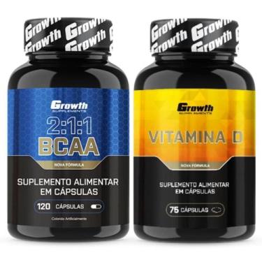 Imagem de Bcaa 120 Caps + Vitamina D 75 Caps Growth Supplements