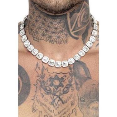 Imagem de Corrente Rich Young Ice Quadrada Cravejada Njr Prata-Unissex