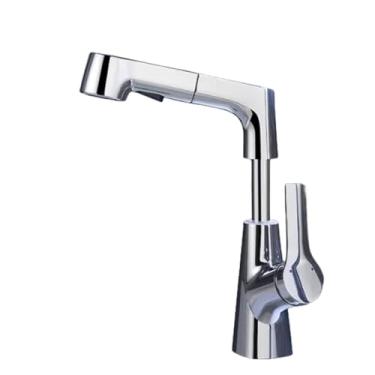 Imagem de Torneira de banheiro com rotação de 360 °, torneira de cozinha escalável, pia de banheiro, torneira, liquidificador, lavatório, prata, com mangueira