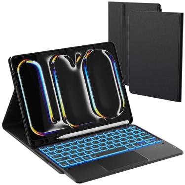 Imagem de Capa para iPad Pro 2024 de 11 polegadas (M4) com teclado – Capa de teclado destacável retroiluminada de 7 cores com touchpad – Capa de teclado para iPad Pro 2024 de 11 polegadas (M4, 2024) com suporte