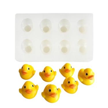Imagem de Xidmold Mini molde de fondant de pato de 8 cavidades molde de chocolate doce molde de silicone de pato 3D para resina epóxi, sabão, bomba de banho, argila de polímero, derretimento de giz de cera,
