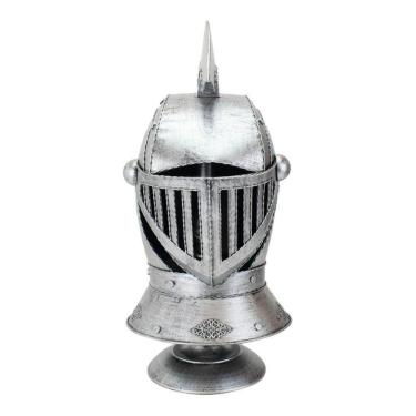 Imagem de Enfeite Capacete Cavaleiro Medieval Prateado Grande 47cm