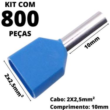 Imagem de 800un Terminal Tubular Ilhós Pré-isolado Duplo Para Cabo de 2,5mm² Met