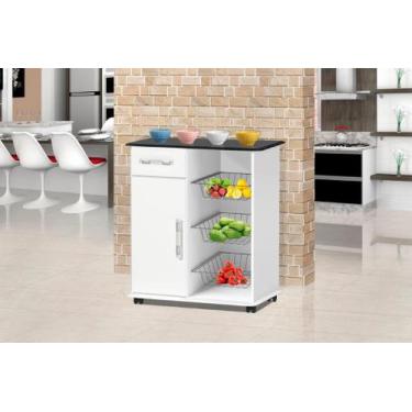 Imagem de Fruteira/Balcão/Bancada Mônaco 1 Gaveta e 1 Porta Com  Puxadores Croma